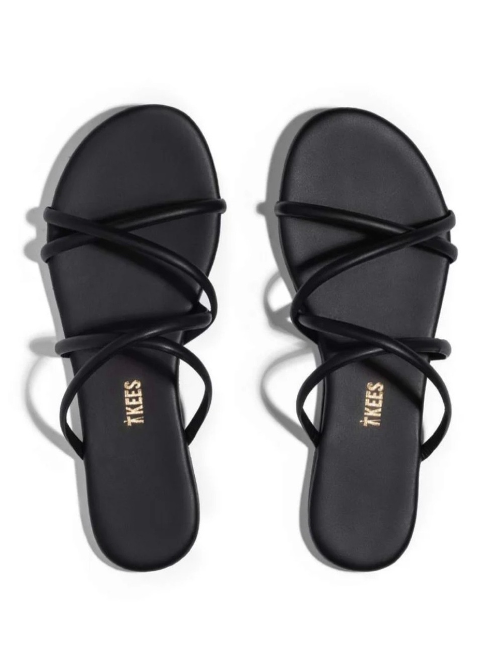 TKEES Sloane Black Minimalist Leather Sandals Size 9